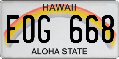 HI license plate EOG668