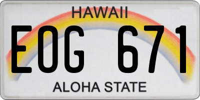 HI license plate EOG671