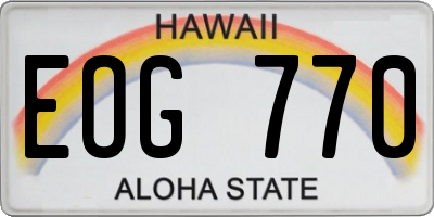 HI license plate EOG770