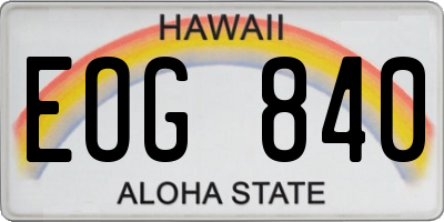 HI license plate EOG840
