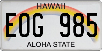HI license plate EOG985