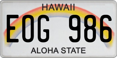 HI license plate EOG986
