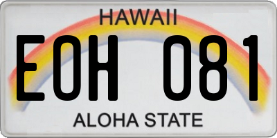 HI license plate EOH081