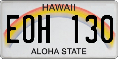 HI license plate EOH130