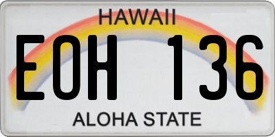 HI license plate EOH136