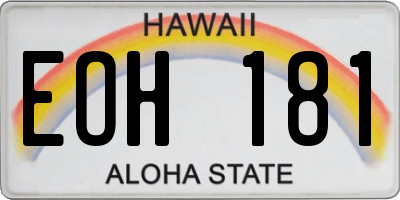 HI license plate EOH181