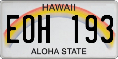 HI license plate EOH193