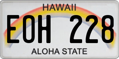 HI license plate EOH228