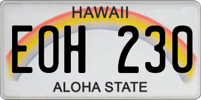 HI license plate EOH230