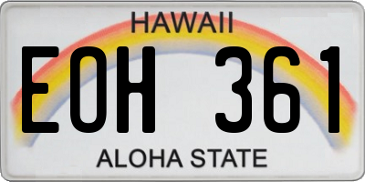 HI license plate EOH361