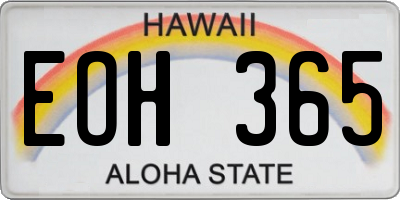 HI license plate EOH365
