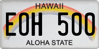 HI license plate EOH500