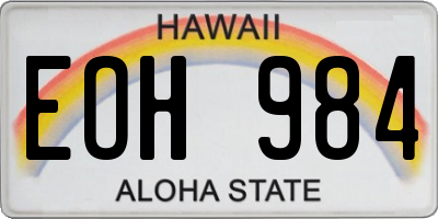 HI license plate EOH984