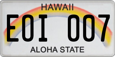 HI license plate EOI007