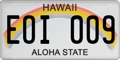 HI license plate EOI009