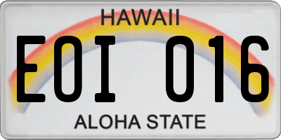 HI license plate EOI016
