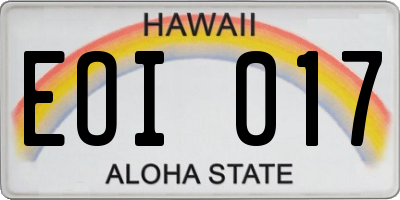 HI license plate EOI017