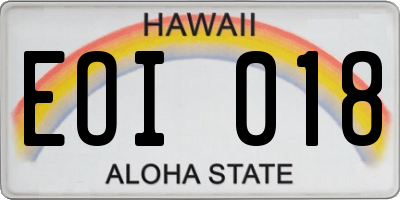 HI license plate EOI018