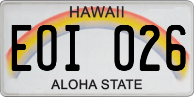 HI license plate EOI026