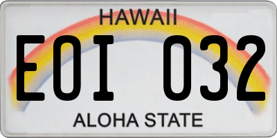 HI license plate EOI032