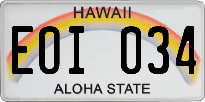 HI license plate EOI034