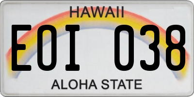 HI license plate EOI038