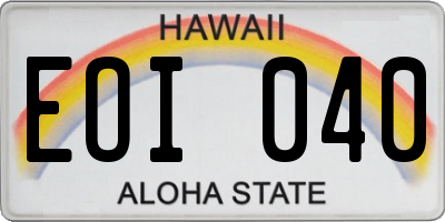 HI license plate EOI040
