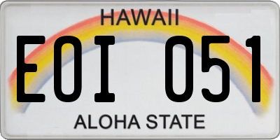 HI license plate EOI051