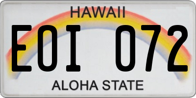 HI license plate EOI072
