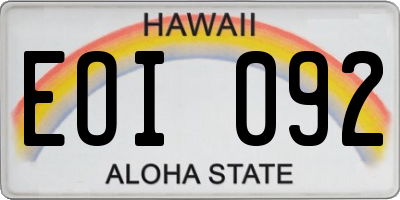 HI license plate EOI092