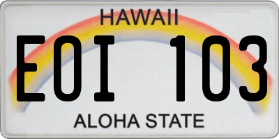 HI license plate EOI103