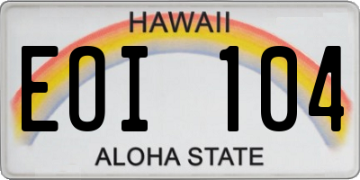 HI license plate EOI104
