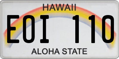 HI license plate EOI110