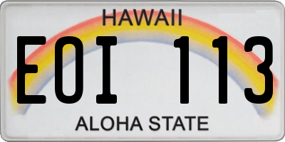 HI license plate EOI113
