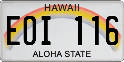 HI license plate EOI116