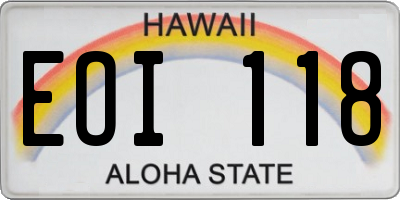 HI license plate EOI118