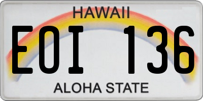 HI license plate EOI136