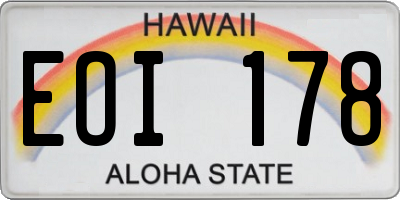 HI license plate EOI178