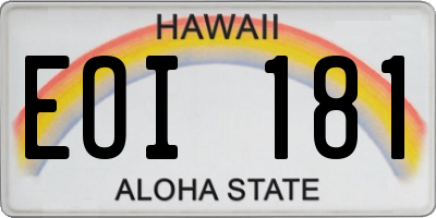 HI license plate EOI181