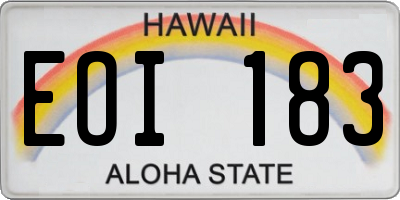 HI license plate EOI183