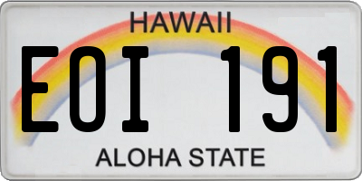 HI license plate EOI191