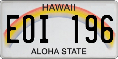 HI license plate EOI196