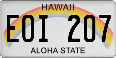 HI license plate EOI207