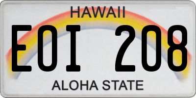 HI license plate EOI208