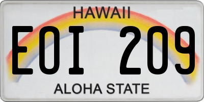 HI license plate EOI209