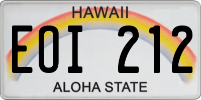 HI license plate EOI212