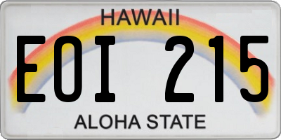 HI license plate EOI215