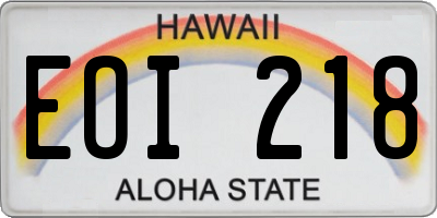 HI license plate EOI218