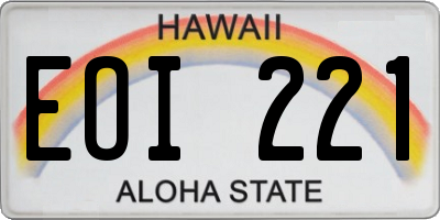HI license plate EOI221