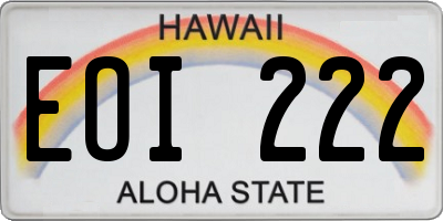HI license plate EOI222